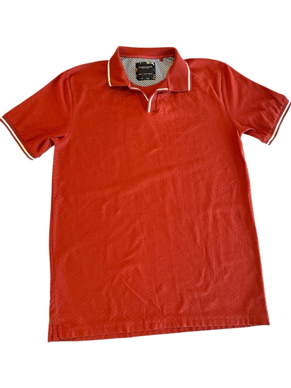 Denim & Flower Men's Short-Sleeve Sweater Polo Shirt Preppy Knit Medium